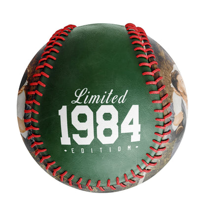 Personalized Dad Name Age Photo Green Baseballs