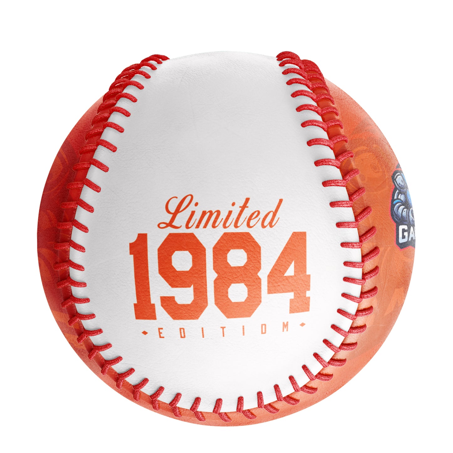 Personalized Game Name Time Logo Orange White Baseballs