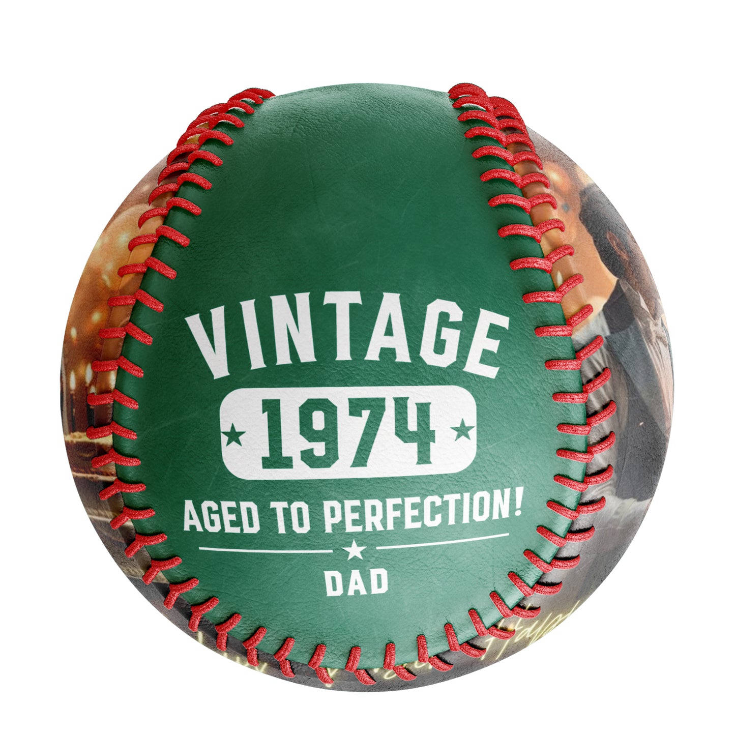 Personalized Dad Grandpa Birthday Name Time Photo Kelly Green Baseballs