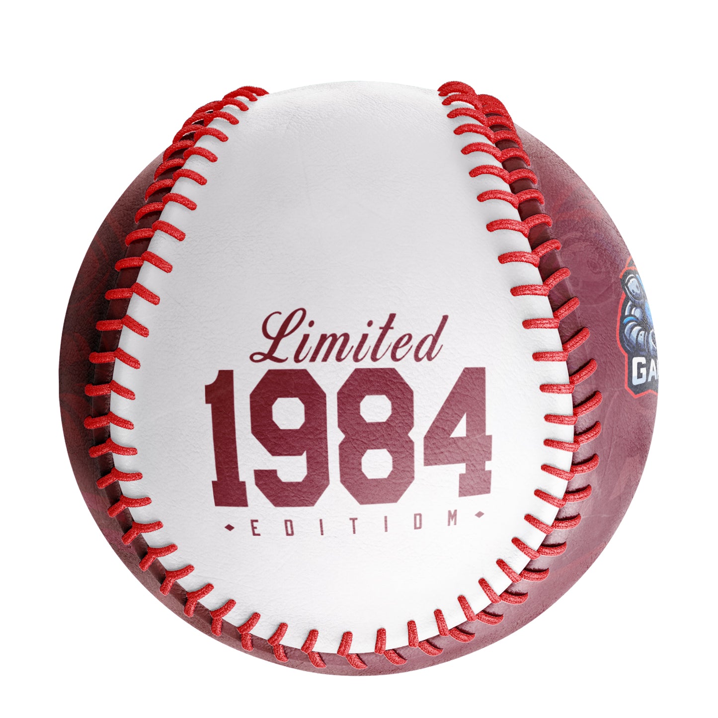 Personalized Game Name Time Logo Crimson White Baseballs