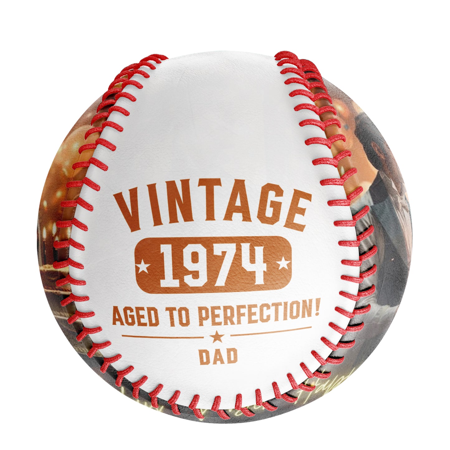 Personalized Dad Grandpa Birthday Name Time Photo White Baseballs