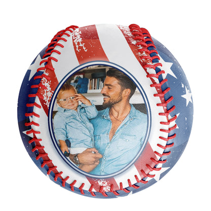 Personalized Dad Grandpa USA Flag Photo Baseballs