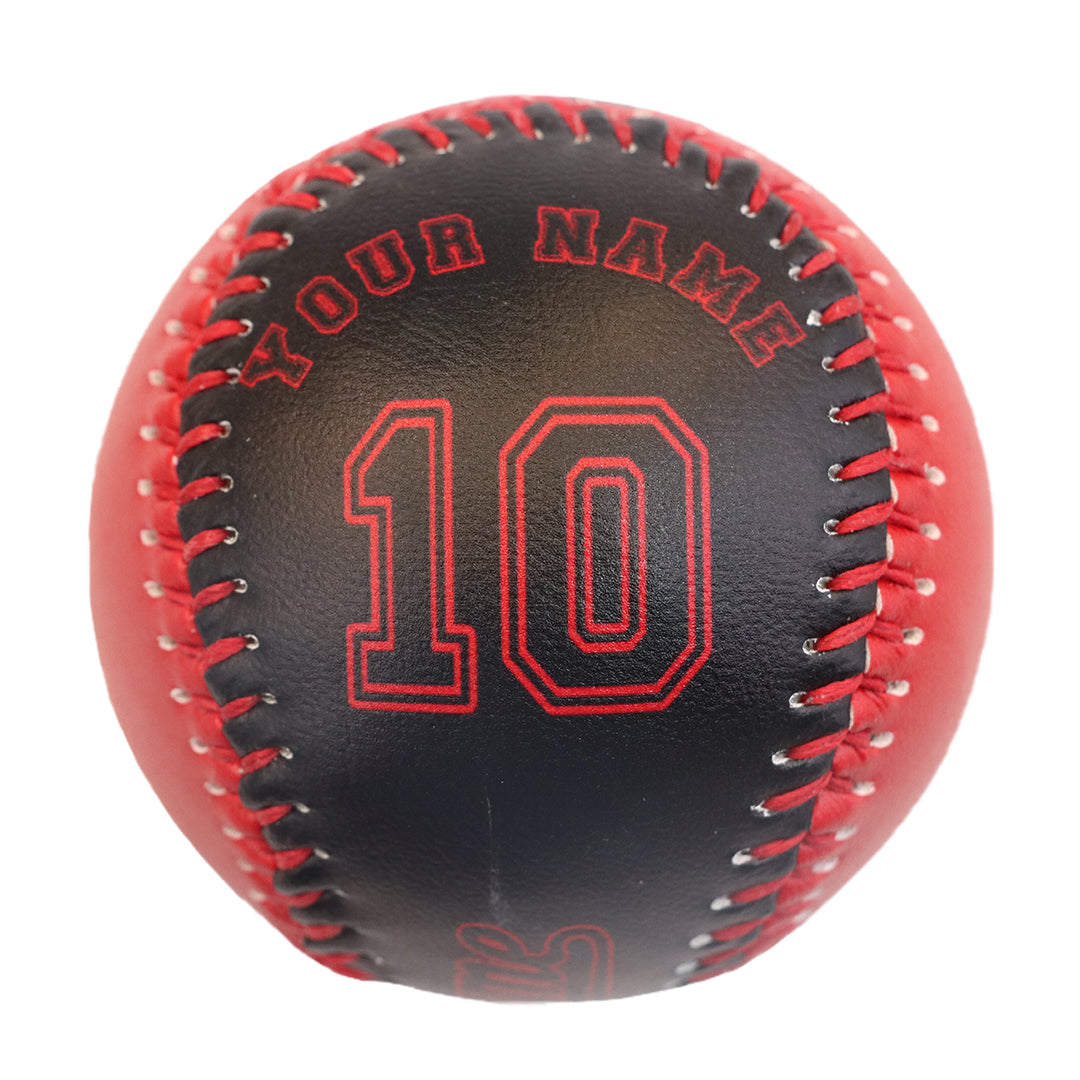 Custom Black Red Split Half Leather Black Authentic Baseballs