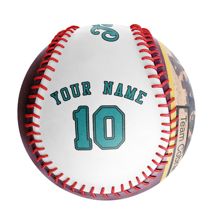 Custom White Leather Aqua Varsity Team Authentic Baseballs