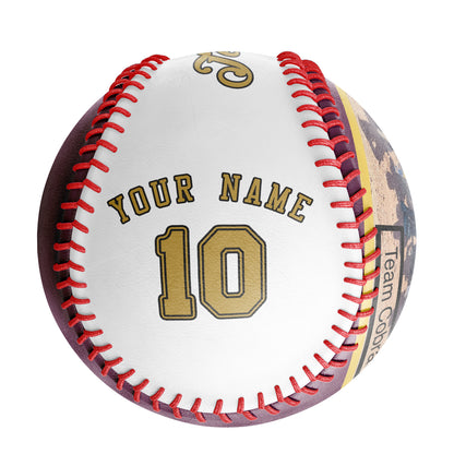 Custom White Leather Old Gold Varsity Team Authentic Baseballs