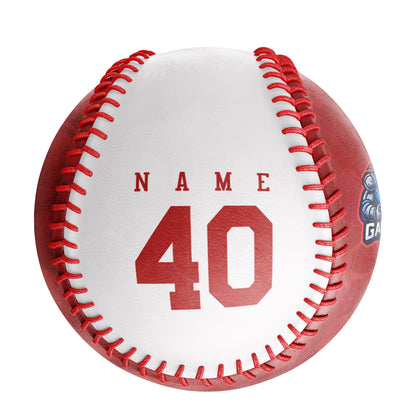 Personalized Game Name Time Logo Red White Baseballs