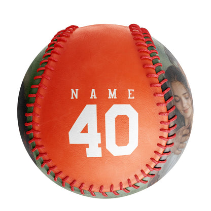 Personalized Anniversary Name Time Photo Orange Baseballs