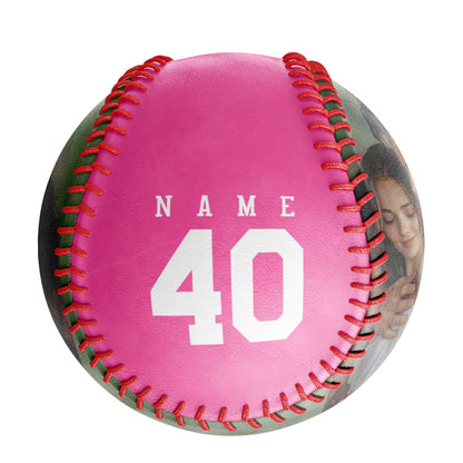 Personalized Anniversary Name Time Photo Pink Baseballs