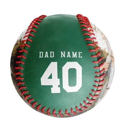 Personalized Dad Name Age Photo Kelly Green Baseballs