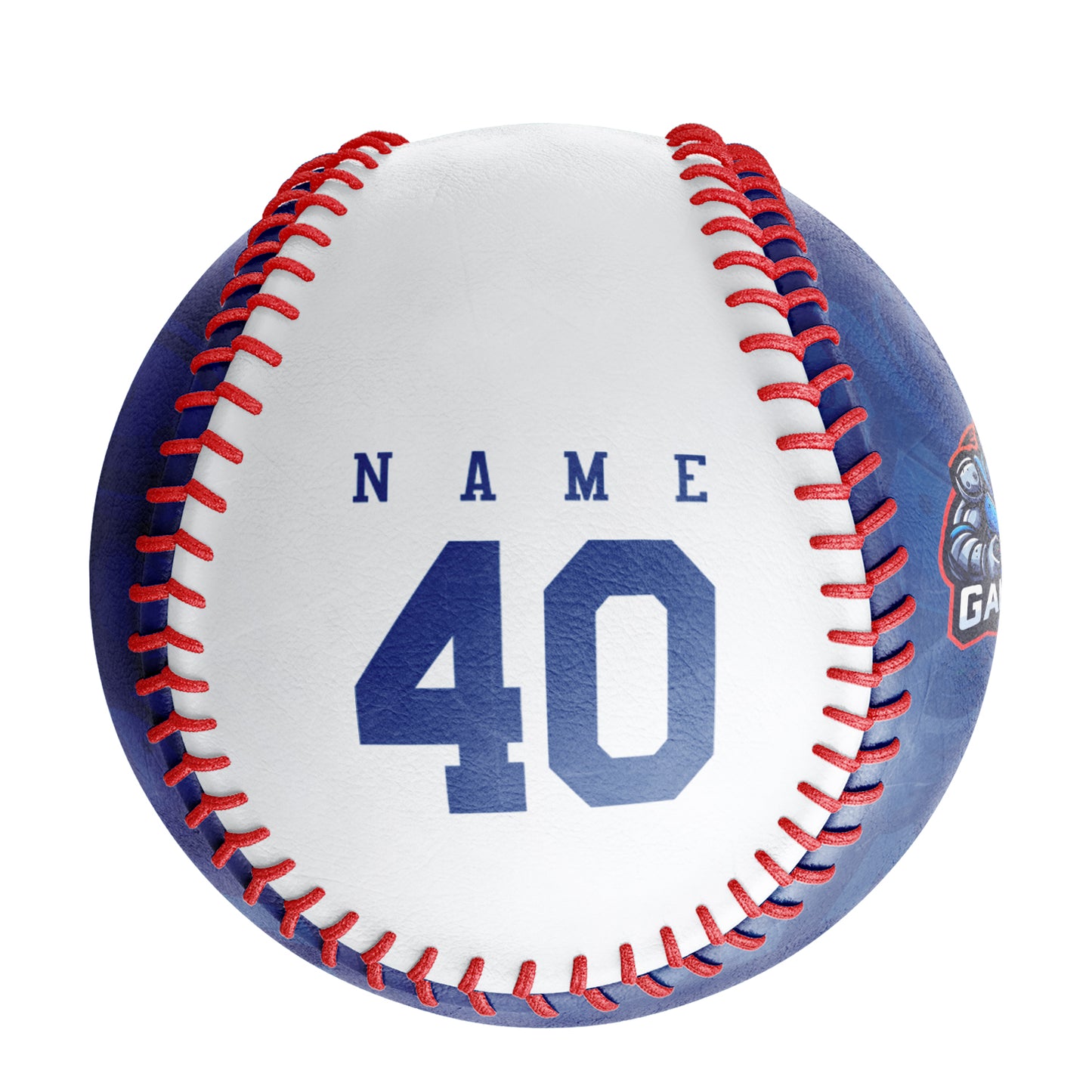 Personalized Game Name Time Logo Royal White Baseballs