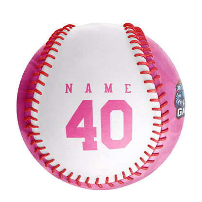 Personalized Game Name Time Logo Pink White Baseballs