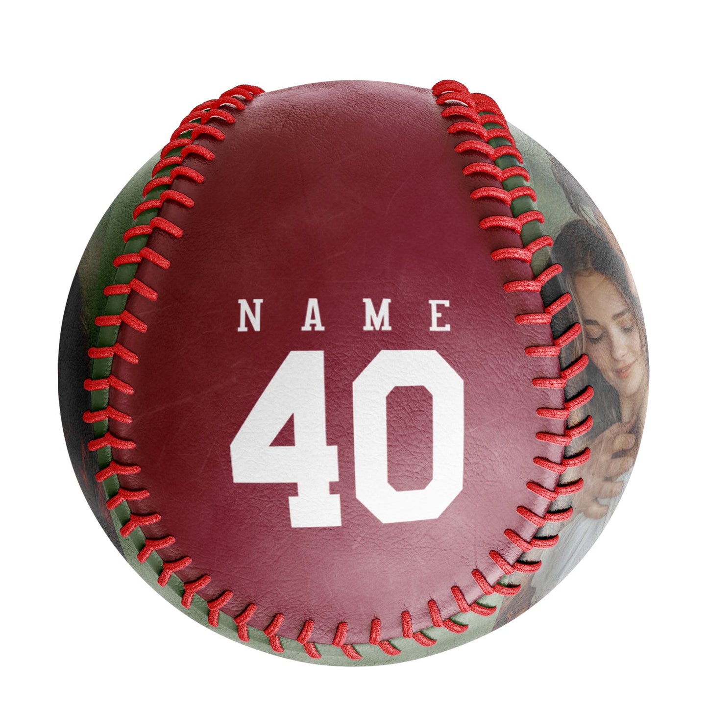 Personalized Anniversary Name Time Photo Crimson Baseballs