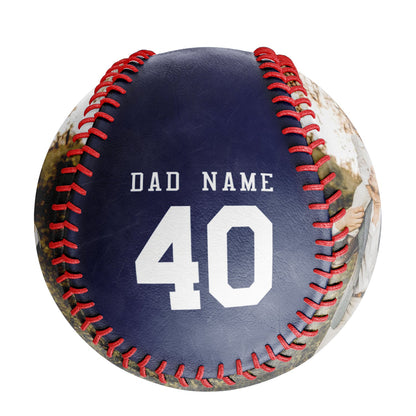 Personalized Dad Name Age Photo Navy Baseballs