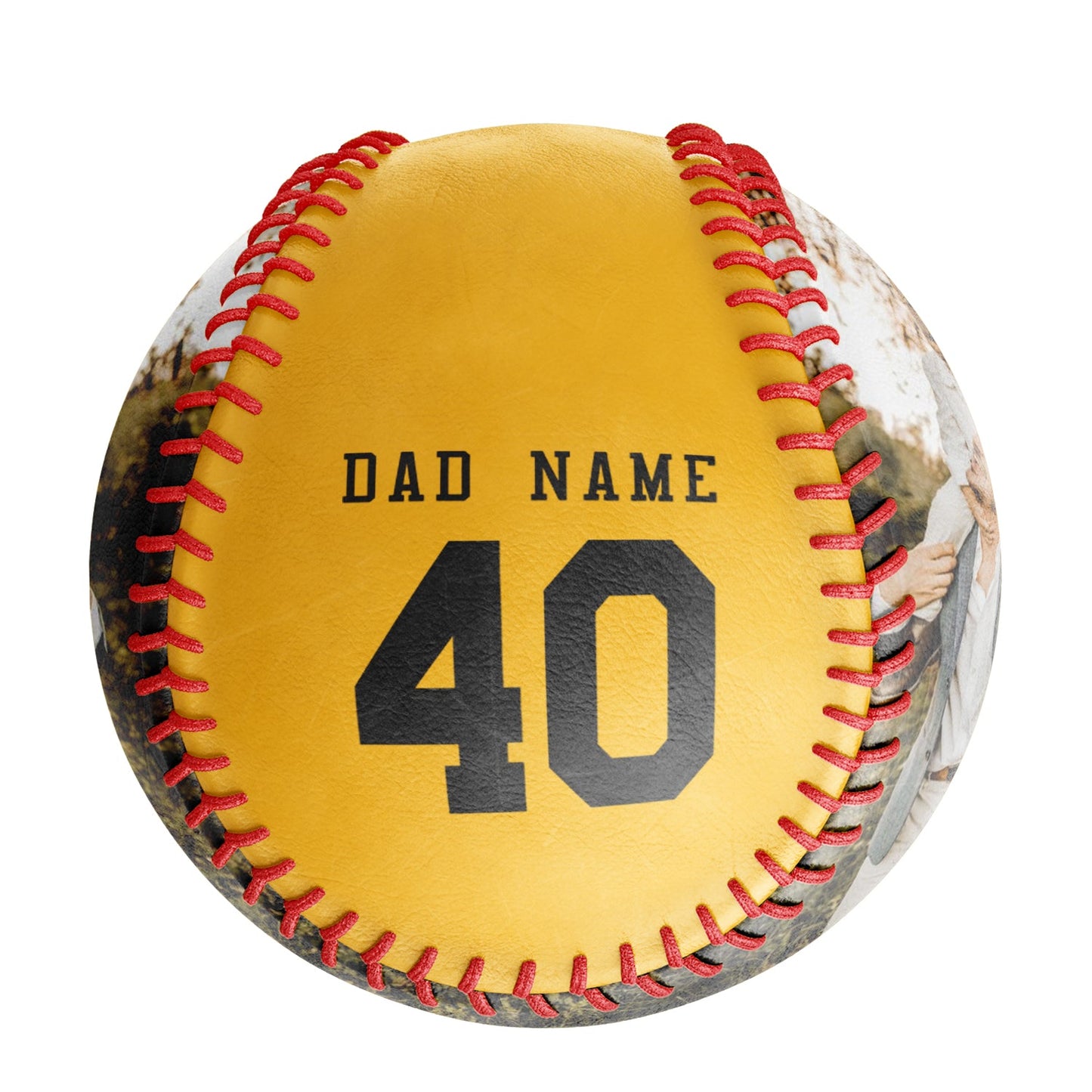 Personalized Dad Name Age Photo Gold Baseballs