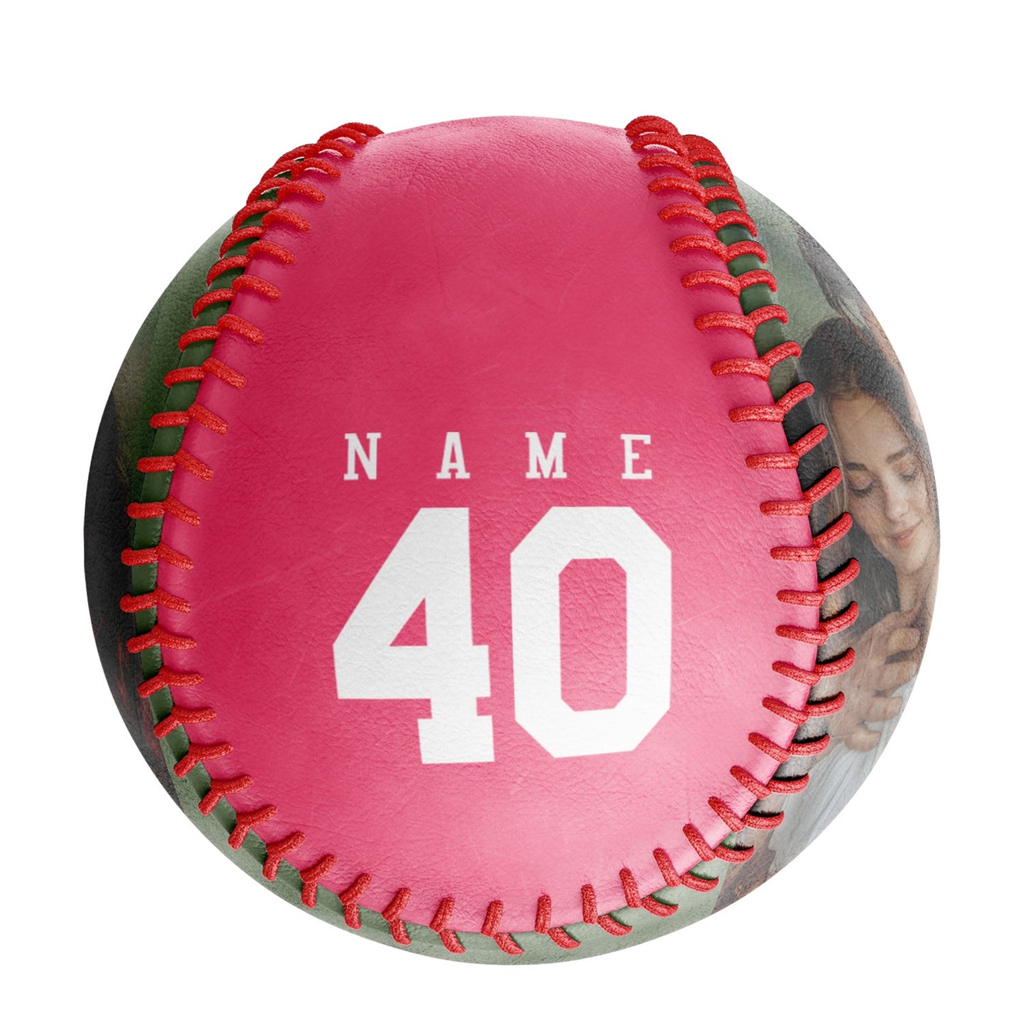 Personalized Anniversary Name Time Photo Neon Pink Baseballs