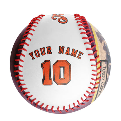 Custom White Leather Orange Varsity Team Authentic Baseballs