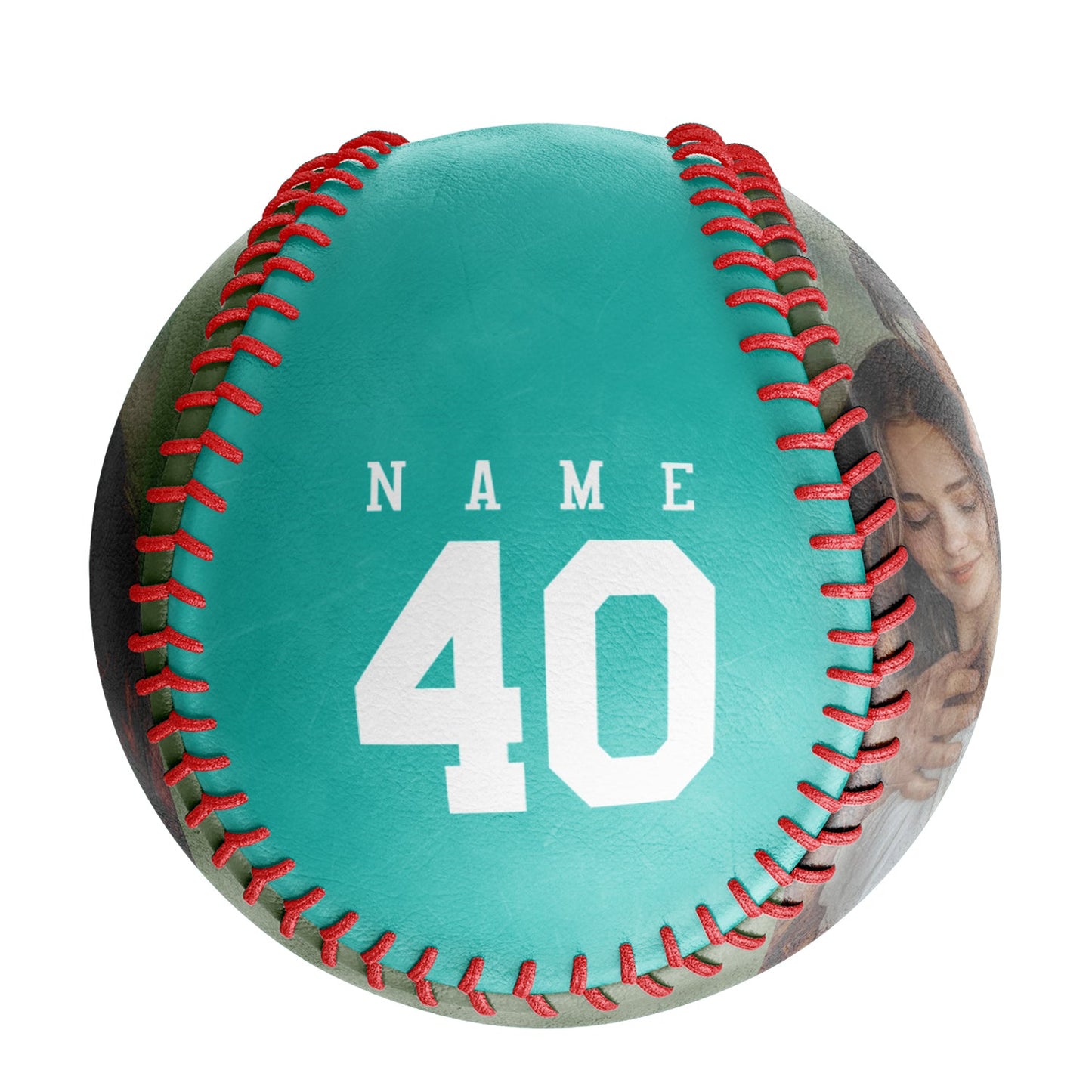 Personalized Anniversary Name Time Photo Aqua Baseballs