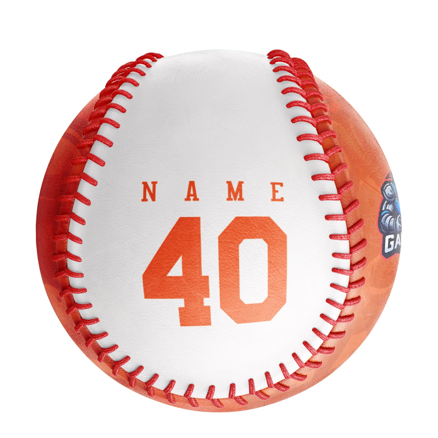 Personalized Game Name Time Logo Orange White Baseballs