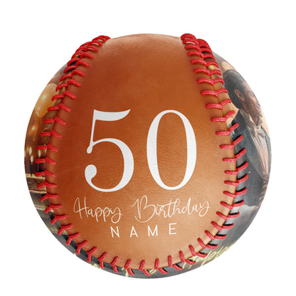 Personalized Dad Grandpa Birthday Name Time Photo Orange Baseballs