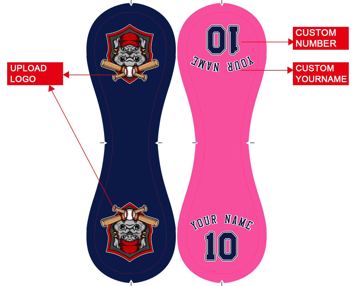 Custom Navy Pink Half Leather Navy Authentic Baseballs