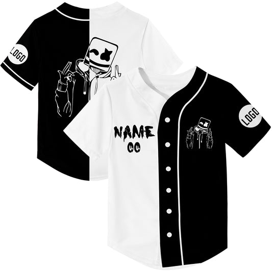 Custom Black White Rave Baseball Jersey For EDM EDC Festivals