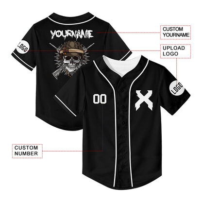 Custom Black Skull Baseball Jersey Rave For EDM EDC Festivals