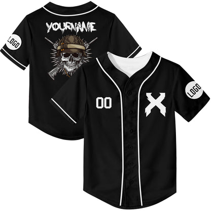 Custom Black Skull Baseball Jersey Rave For EDM EDC Festivals