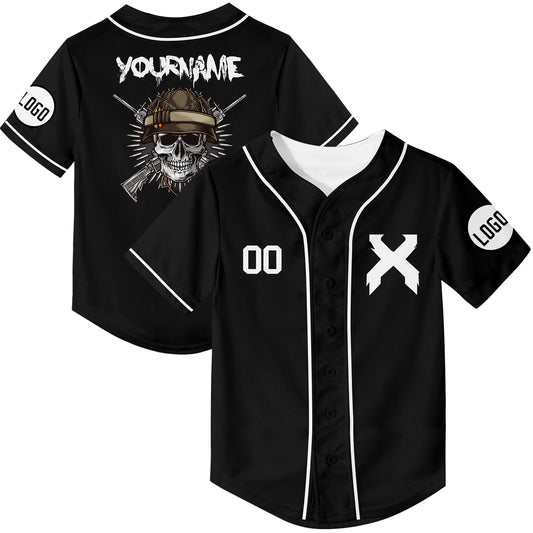 Custom Black Skull Baseball Jersey Rave For EDM EDC Festivals