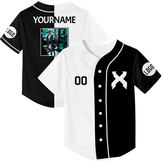 Custom Black White Guitar Rave Baseball Jersey For EDM EDC Festivals