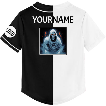 Custom Black White Skull Rave Baseball Jersey For EDM EDC Festivals