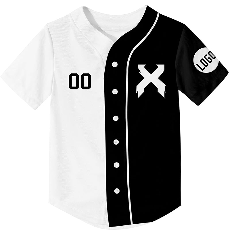 Custom Black White Skull Rave Baseball Jersey For EDM EDC Festivals