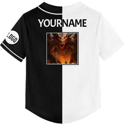 Custom Black White Dragon Rave Baseball Jersey For EDM EDC Festivals