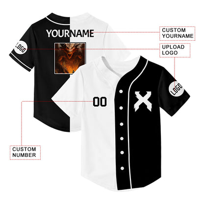 Custom Black White Dragon Rave Baseball Jersey For EDM EDC Festivals