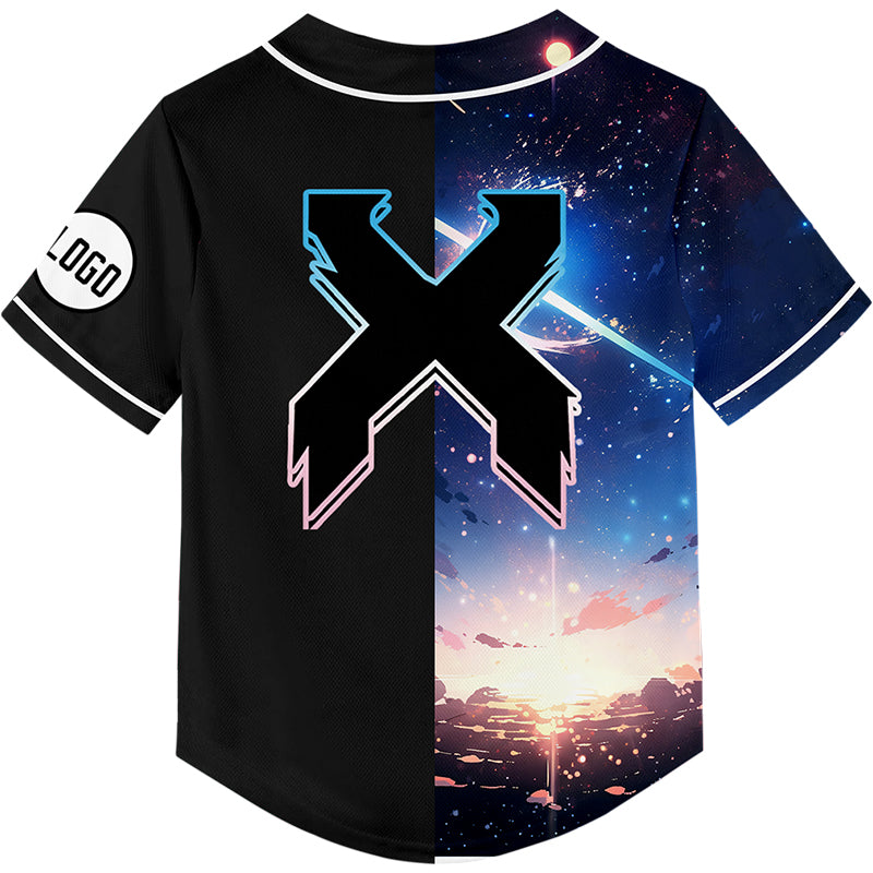 Custom Black Starry Sky Rave Baseball Jersey For EDM EDC Festivals