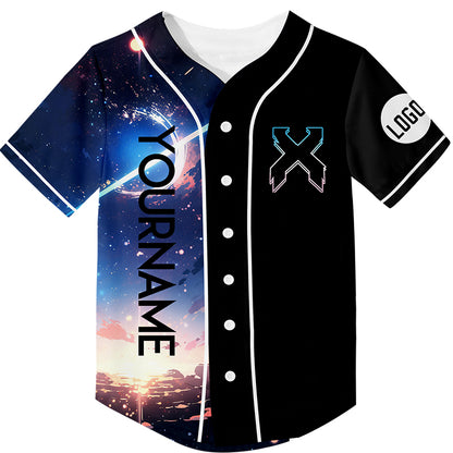 Custom Black Starry Sky Rave Baseball Jersey For EDM EDC Festivals