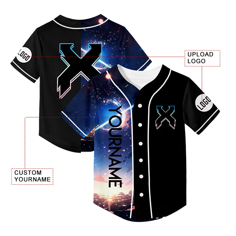 Custom Black Starry Sky Rave Baseball Jersey For EDM EDC Festivals