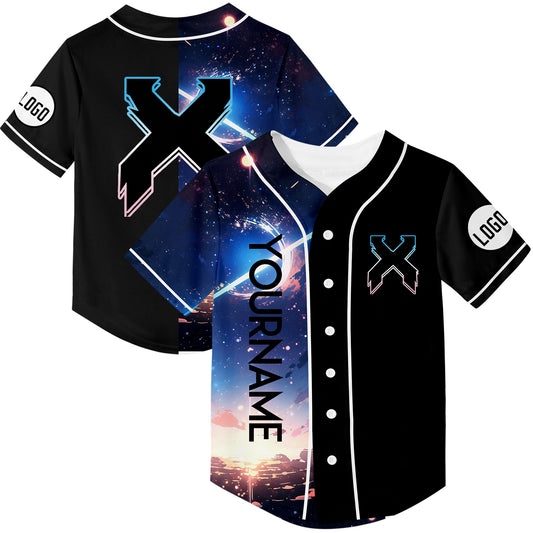 Custom Black Starry Sky Rave Baseball Jersey For EDM EDC Festivals