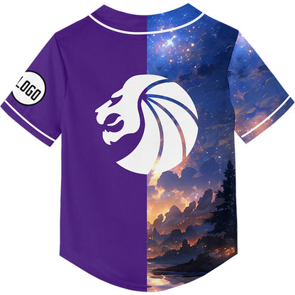 Custom Purple Starry Sky Lion Rave Baseball Jersey For EDM EDC Festivals