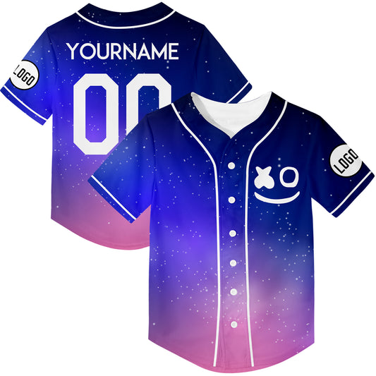 Custom Purple Star Sky Rave Baseball Jersey For EDM EDC Festivals