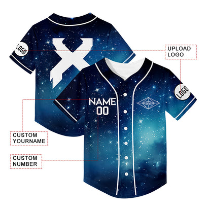 Custom Navy Starry Sky Rave Baseball Jersey For EDM EDC Festivals