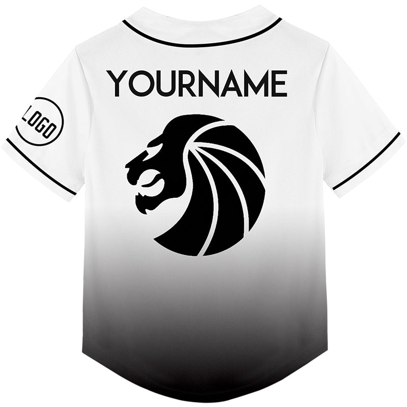 Custom White Black Fade Fashion Lion Flower Rave Baseball Jersey For EDM EDC Festivals