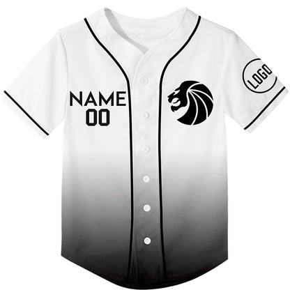 Custom White Black Fade Fashion Lion Flower Rave Baseball Jersey For EDM EDC Festivals