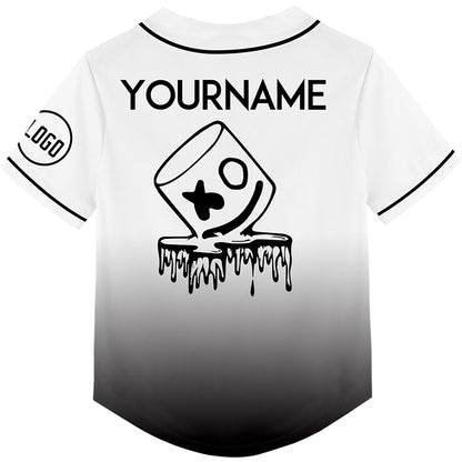 Custom White Black Fade Fashion Smiley Face Rave Baseball Jersey For EDM EDC Festivals