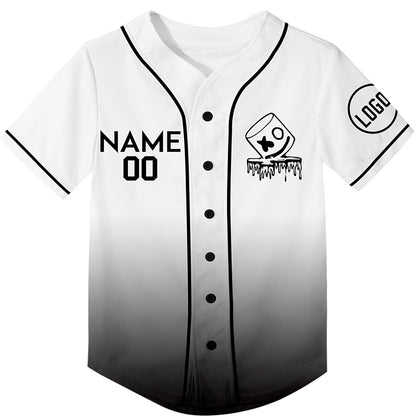 Custom White Black Fade Fashion Smiley Face Rave Baseball Jersey For EDM EDC Festivals