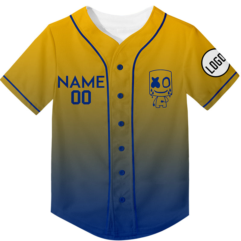 Custom Gold Royal Fade Fashion Cry Rave Baseball Jersey For EDM EDC Festivals