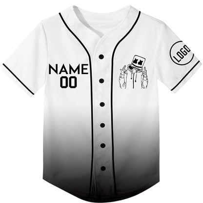 Custom White Black Smiley Face Fade Fashion Cry Rave Baseball Jersey For EDM EDC Festivals