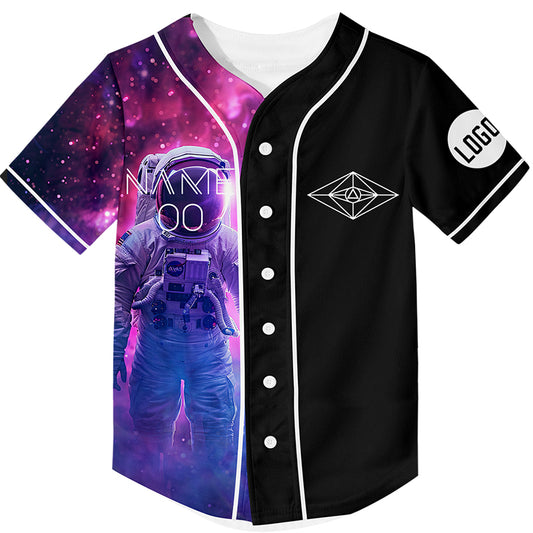 Custom Black Astronaut Rave Baseball Jersey For EDM EDC Festivals