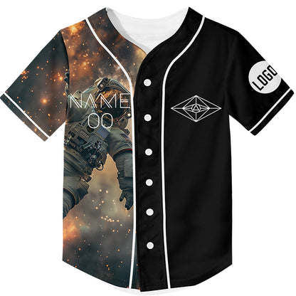 Custom Black Starry Sky Astronaut Rave Baseball Jersey For EDM EDC Festivals