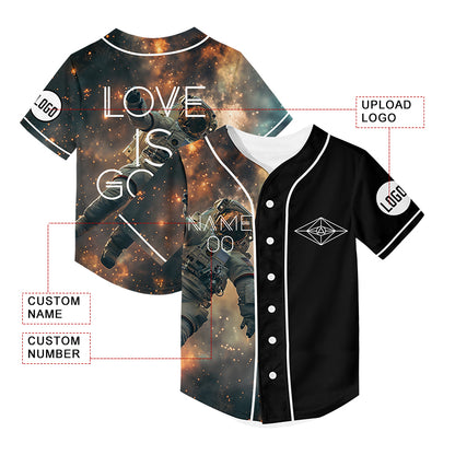 Custom Black Starry Sky Astronaut Rave Baseball Jersey For EDM EDC Festivals