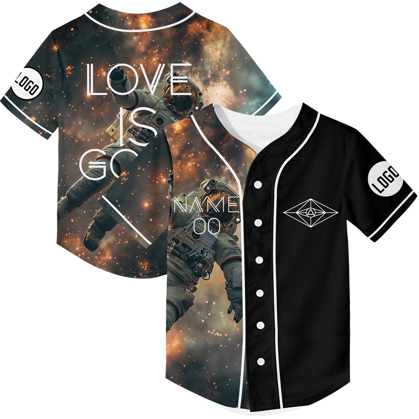 Custom Black Starry Sky Astronaut Rave Baseball Jersey For EDM EDC Festivals